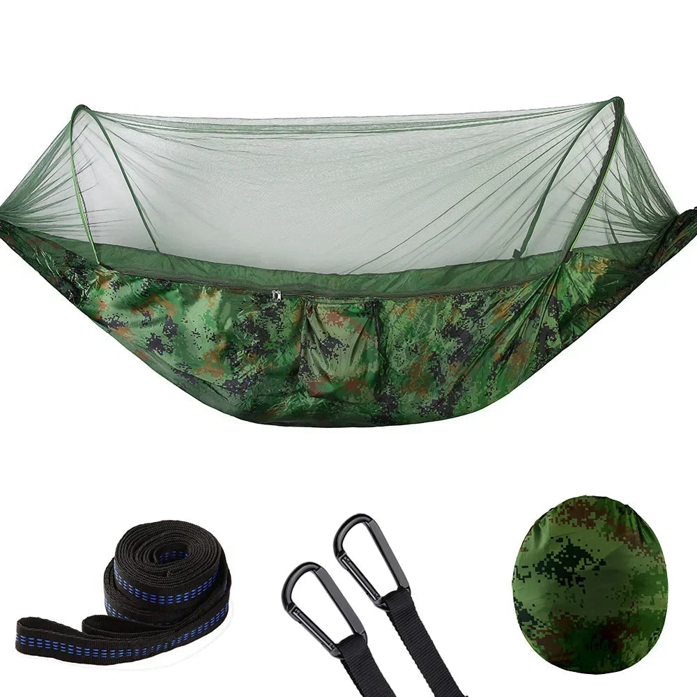 2023 Camping Hammock with Mosquito Net – Lightweight & Portable - Camouflage green image