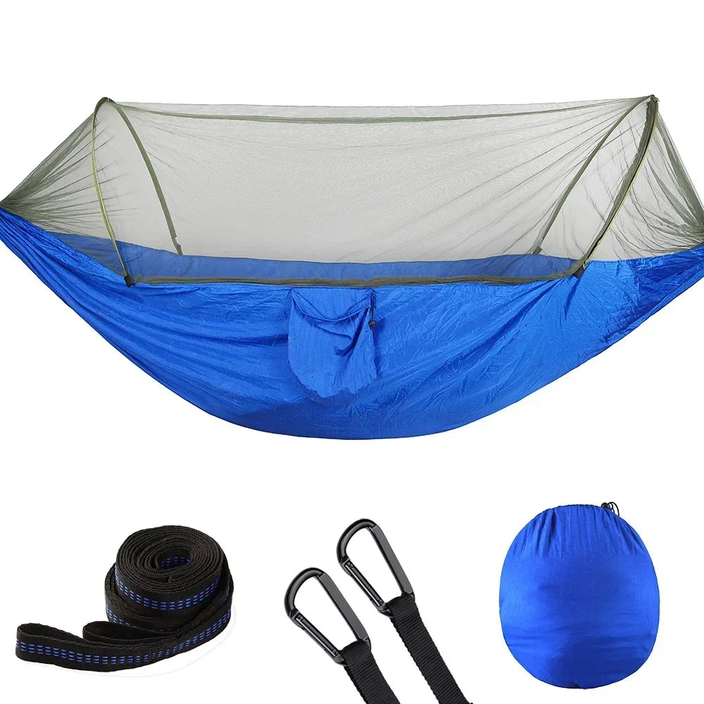 2023 Camping Hammock with Mosquito Net – Lightweight & Portable - Blue image