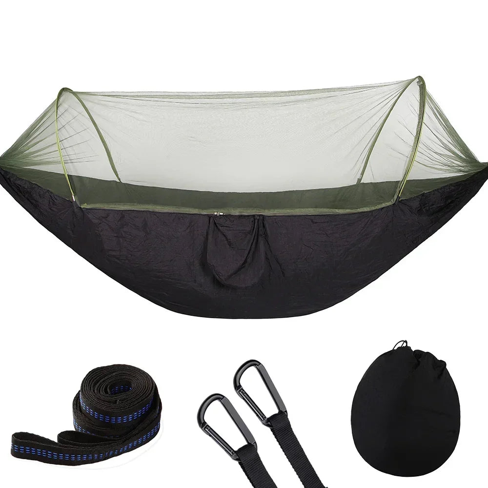 2023 Camping Hammock with Mosquito Net – Lightweight & Portable - Blcak image