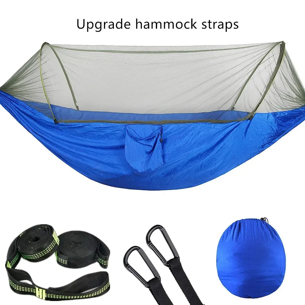 2023 Camping Hammock with Mosquito Net – Lightweight & Portable - Blue-6 rings image