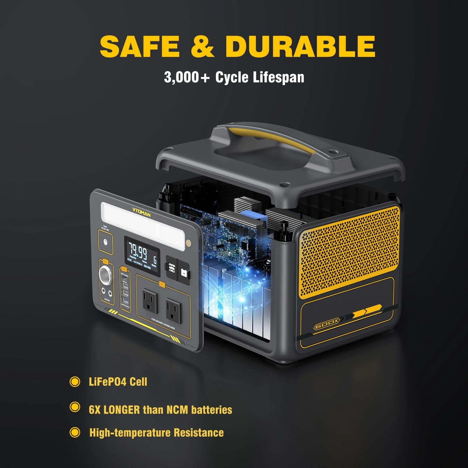 VTOMAN JUMP600X Portable Power Station with 110W Solar Panel – Ultimate Camping Companion image 5