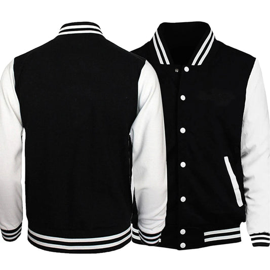 Black Gray White Solid Color Oversize Jacket – Unisex Street Style image 1