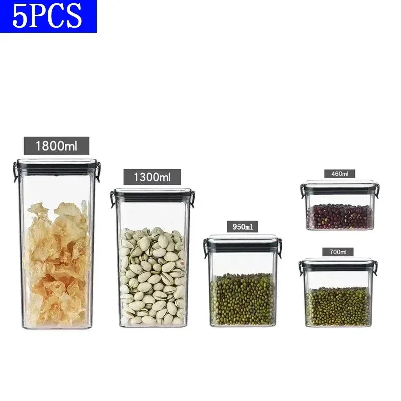 Stackable Plastic Food Storage Containers – Versatile Kitchen Organization - 5pcs image