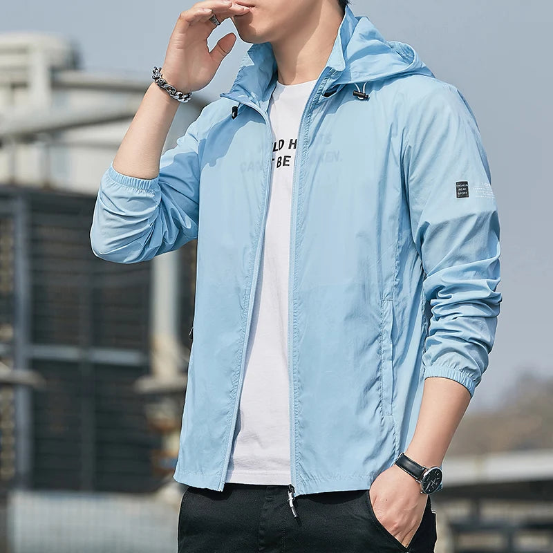 MINISO 2023 Summer Hooded Jacket – Quick Dry, Waterproof, Sun Protection - 2297-qianlan, XXL image