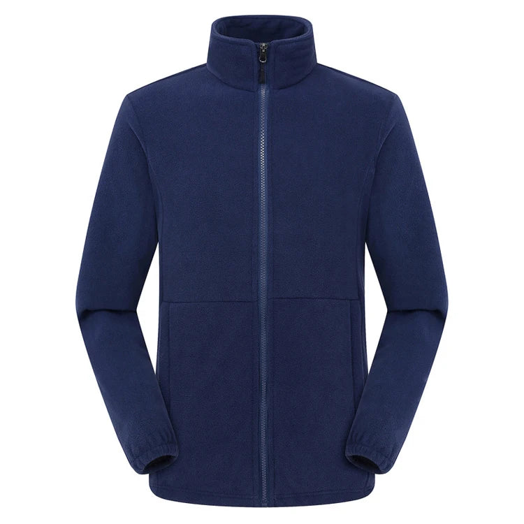 Soft Polar Fleece Jacket – Lightweight Full Zip Coat for Outdoor Recreation - Navy Blue, XXXL image