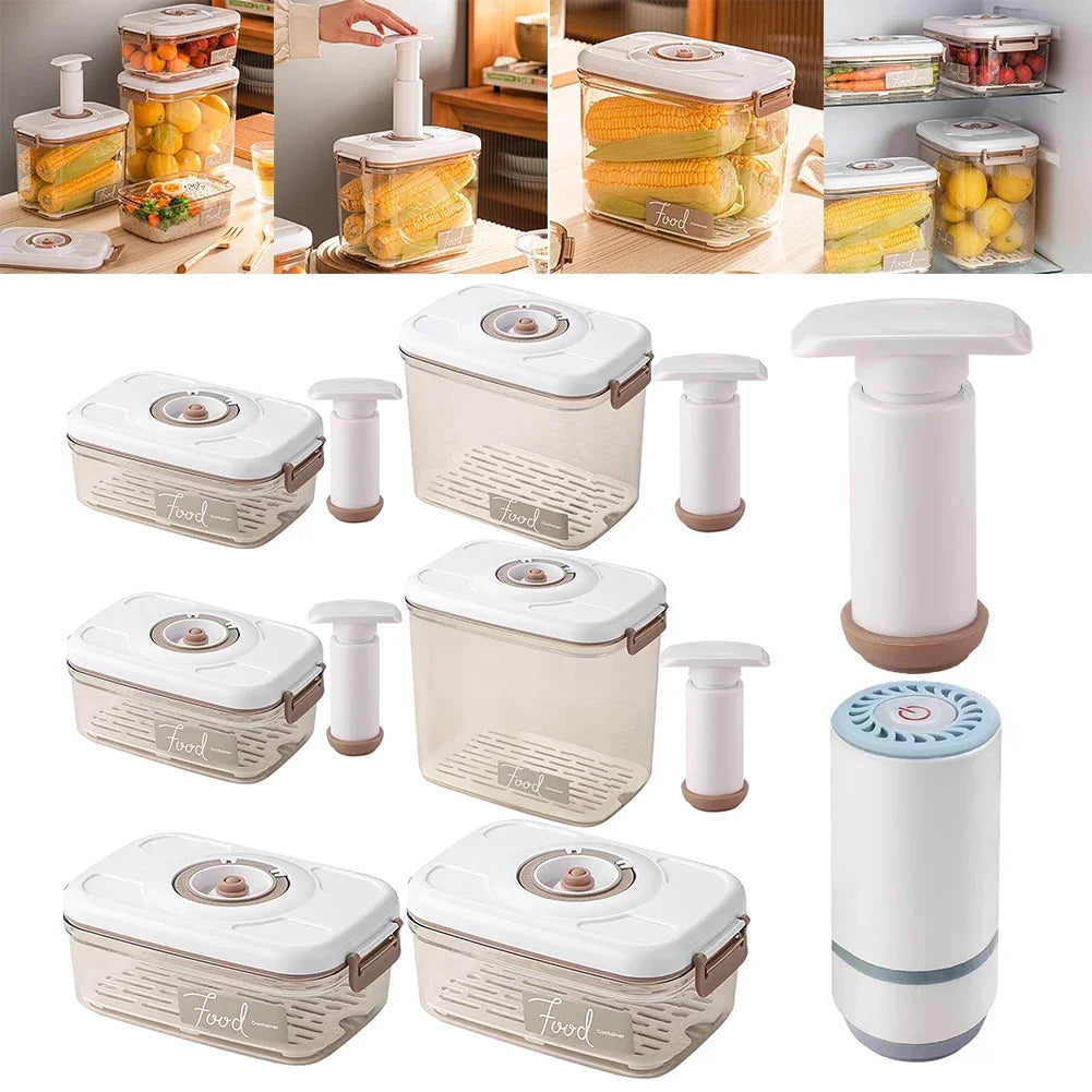 Vacuum Food Storage Box with Time Compass &amp; Air Pump – Large Capacity Organizer image 0