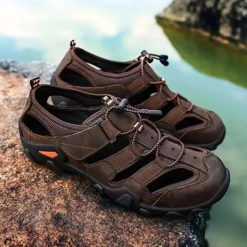 New Summer Men's Sandals – Genuine Leather, Antiskid, Breathable Outdoor Footwear image 0