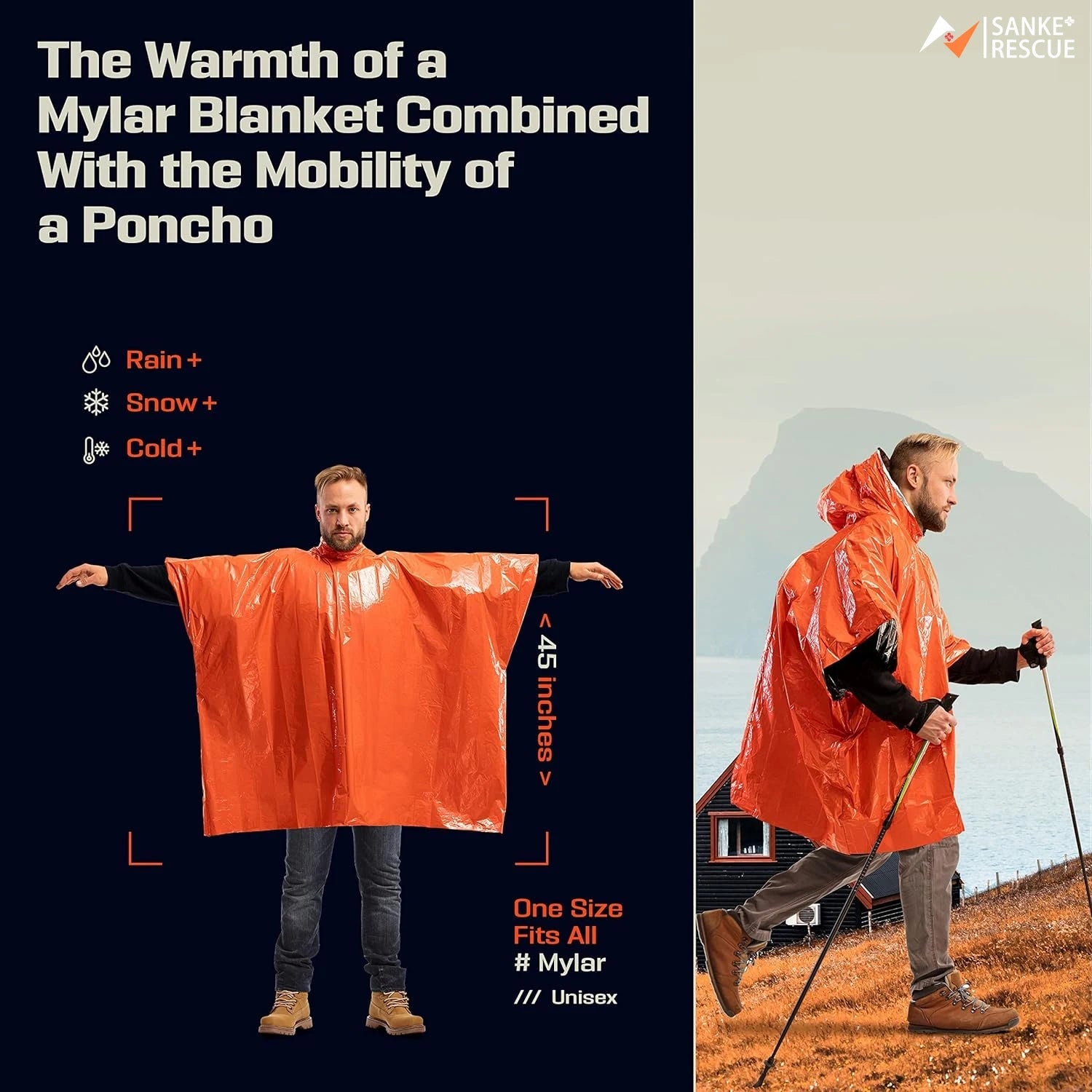 Emergency Rain Poncho Thermal Blanket – Ultimate Outdoor Survival Gear image 1