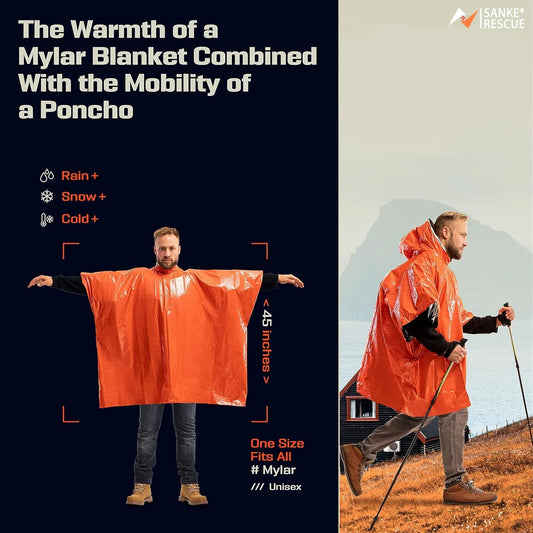 Emergency Rain Poncho Thermal Blanket – Ultimate Outdoor Survival Gear image 1
