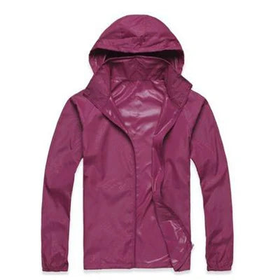 DIMUSI Men's &amp; Women's Quick Dry UV Protection Windbreaker Jacket - Purple Red, XL image