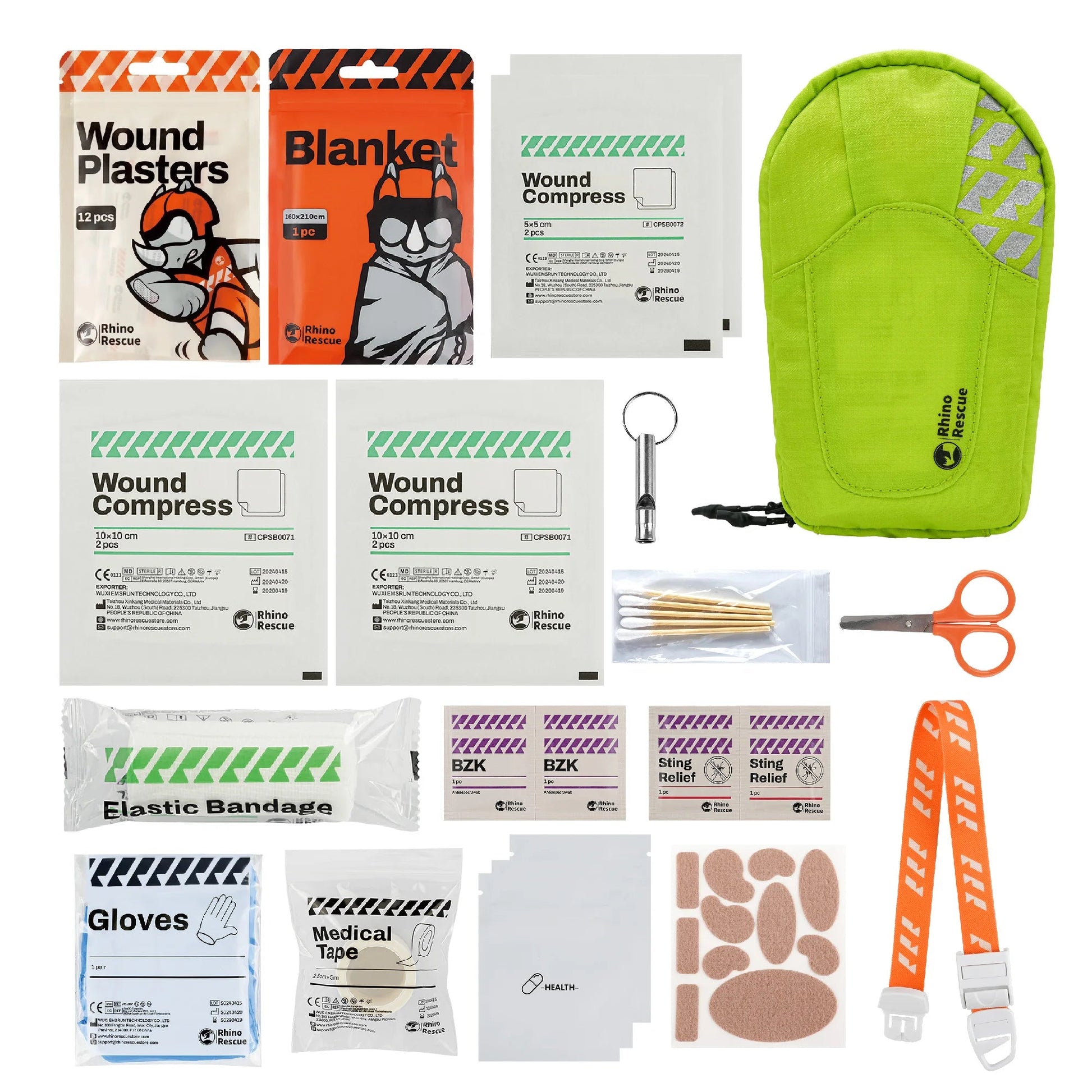 RHINO RESCUE Outdoor Travel First Aid Kit – Essential for Adventurers - green image