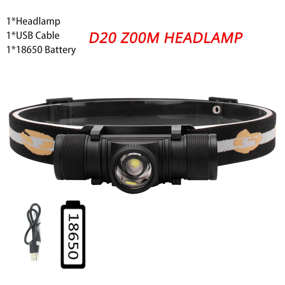 BORUiT D10/D25 LED Headlamp – Rechargeable Flashlight for Outdoor Adventures image