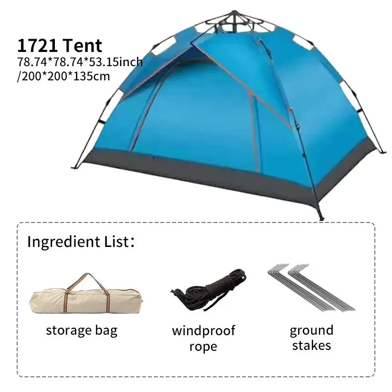 Outdoor Folding Tent – Quick Setup for 3-4 People, Perfect for Camping - Blue Large image