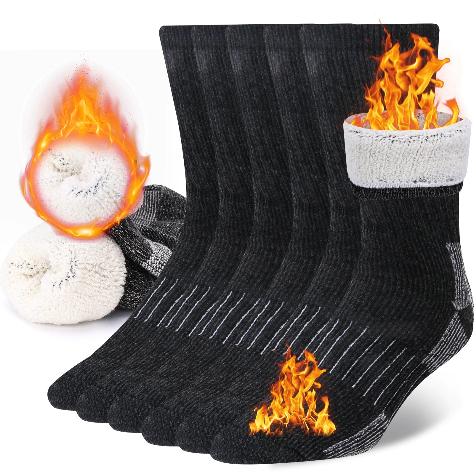Merino Wool Crew Socks – Ultimate Warmth for Winter Activities - 3 Pairs B, L(EU43-46) image