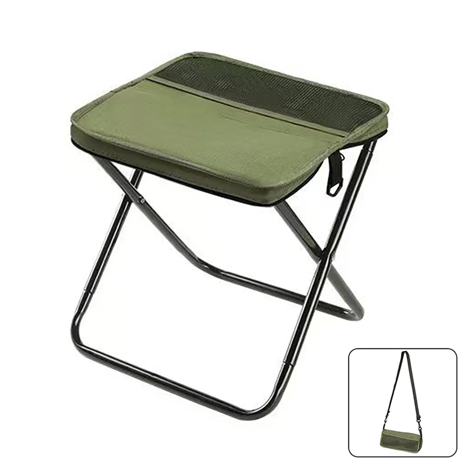 Foldable Backpack Stool – Portable Camping Chair for Outdoor Adventures - Green S image