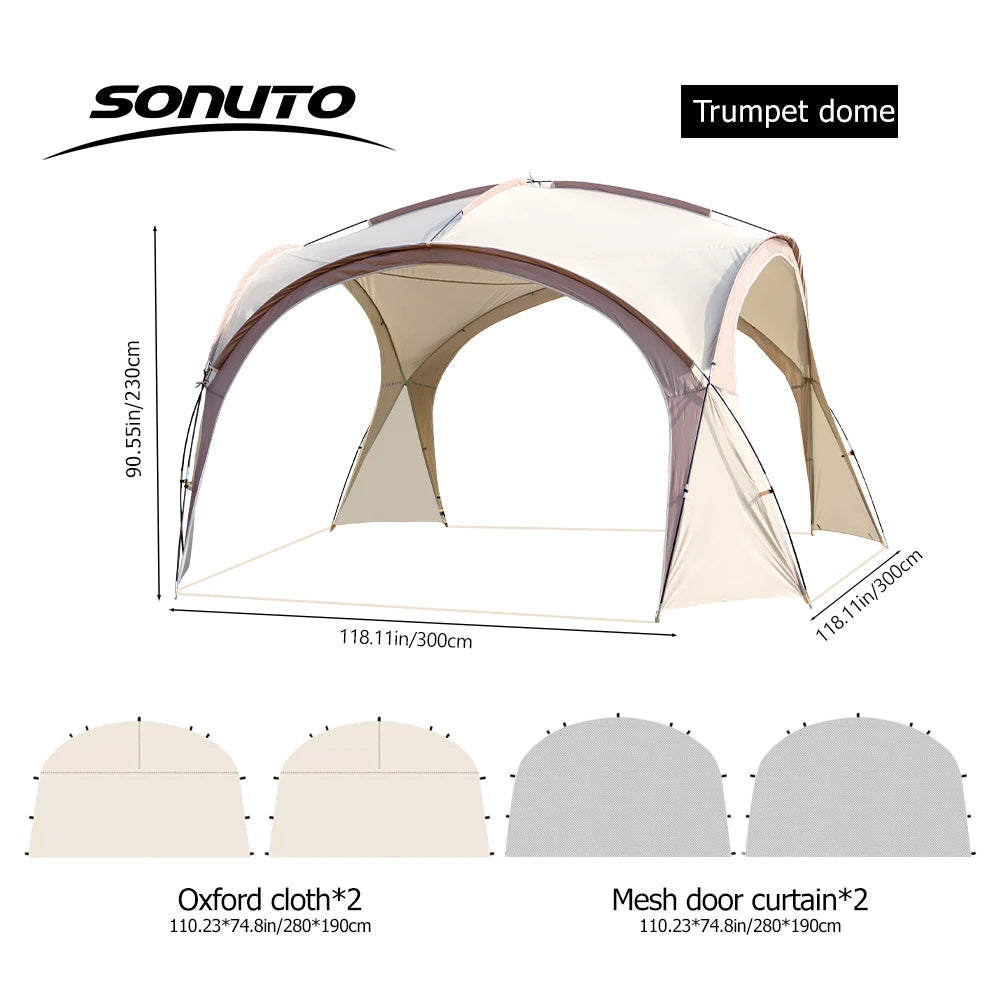 Sonuto Dome Canopy Tent – Extra Large Outdoor Shelter for Camping - Small Khaki P2 image