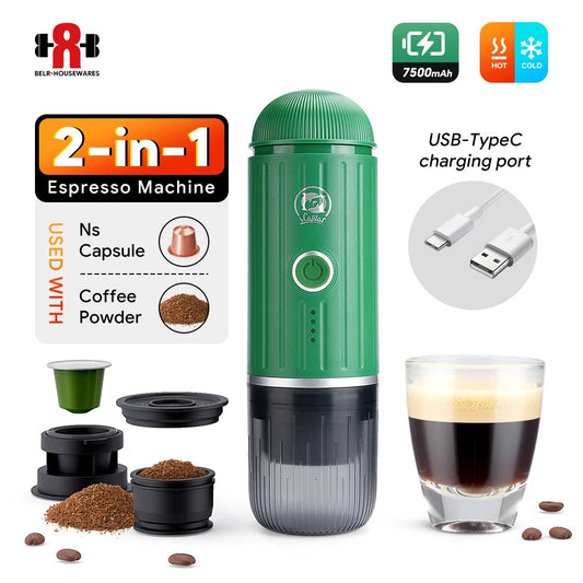 2 in 1 Capsule Powder Travel Coffee Maker – Portable Espresso Machine image 0