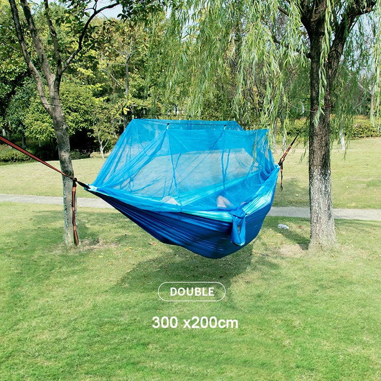 Portable Nylon Camping Hammock with Mosquito Net – Single &amp; Double Size image 2