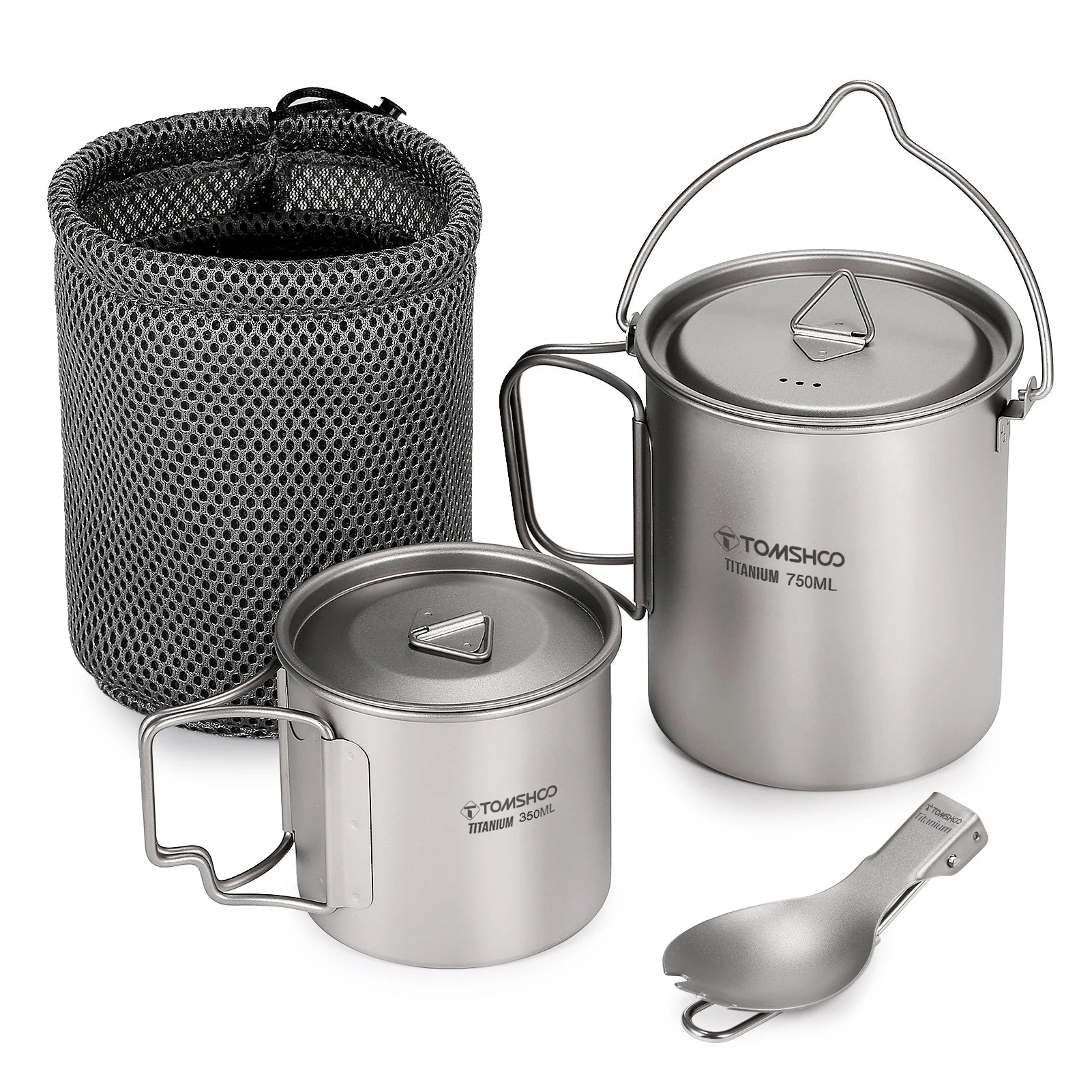 Tomshoo 3 PCS Titanium Cookware Set – Ultralight Camping Essentials - Set 3 image