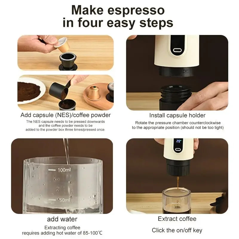 Wireless Electric Portable Espresso Coffee Machine – 3-in-1 Travel Coffee Maker image 3