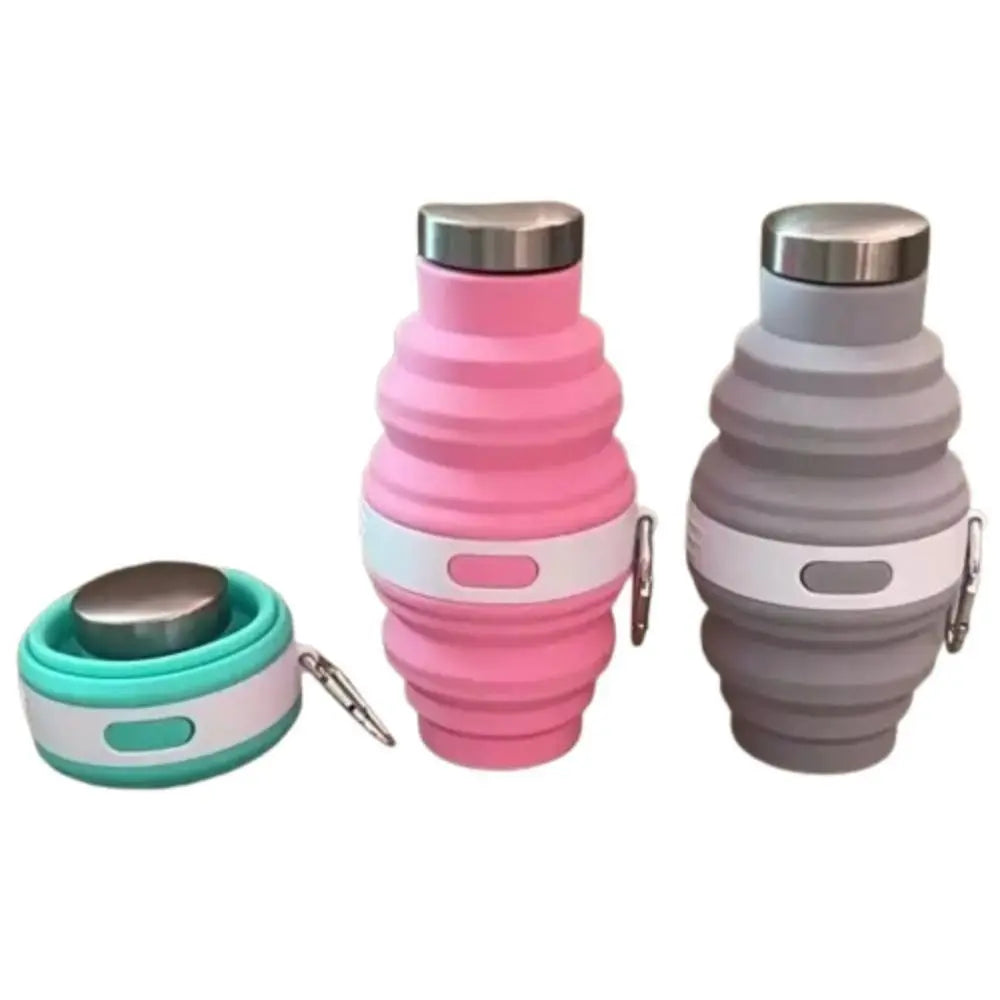 Reusable Collapsible Water Bottles – Silicone Hiking Cups with Carabiner image 0