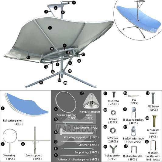 2000W Solar Cooker: Portable Outdoor BBQ Sun Reflective Heaters image 1