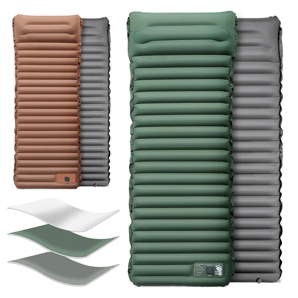 10cm Self-Inflating Sleeping Mat with Foot Pump &amp; Pillow – Ultralight Camping Essential image 2