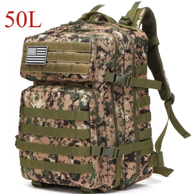50L Travel Backpack for Men – Waterproof Hiking &amp; Camping Bag - Camouflagegreen-50L image
