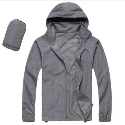 DIMUSI Men's &amp; Women's Quick Dry UV Protection Windbreaker Jacket - Light Grey, XL image