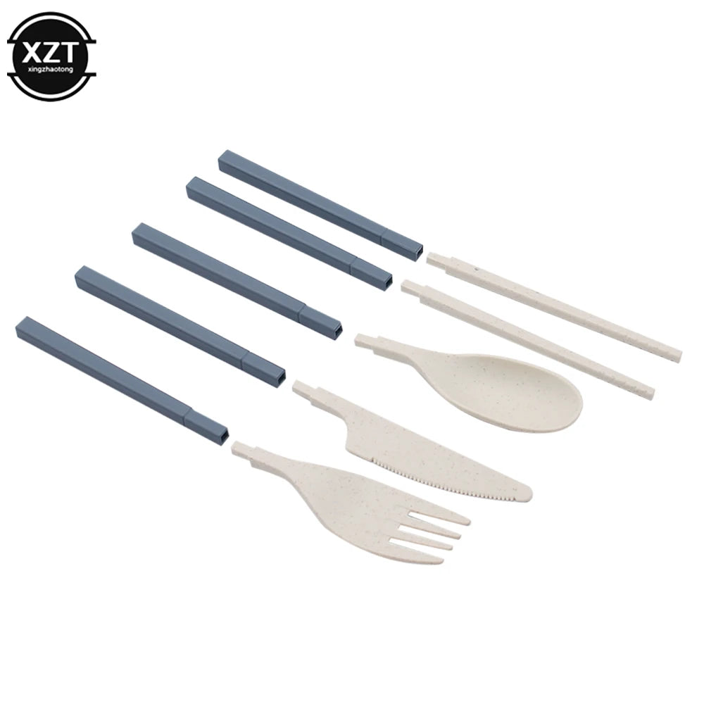 Foldable Wheat Straw Cutlery Set – Eco-friendly Travel Dinnerware image 4