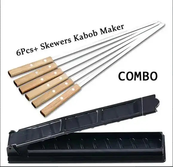 Premium Stainless Steel Kebab Skewers for Global Culinary Delights - 6pcs with tool-55cm image
