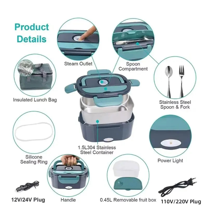 Portable Electric Lunch Box – Stainless Steel Food Warmer for All Settings image 5