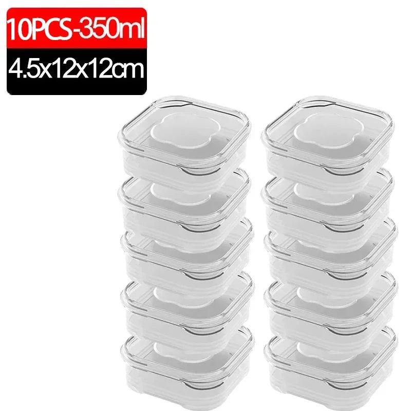 1/10PC Small Food Preservation Boxes – Transparent Kitchen Storage Solution - 10PCS-350ml image