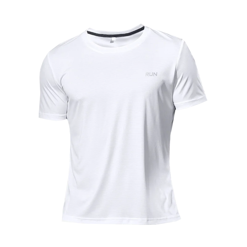 High Quality Polyester Men's Quick Dry Running T-Shirt – Perfect for Fitness and Training - White, L (55-62.5 KG) image