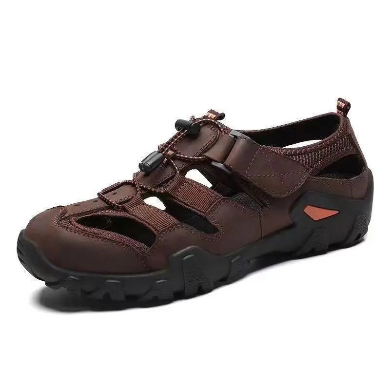 New Summer Men's Sandals – Genuine Leather, Antiskid, Breathable Outdoor Footwear image