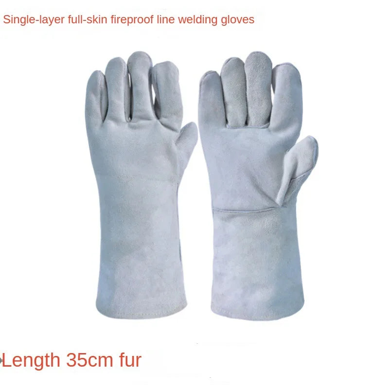 All Cowhide Electric Welding Gloves – Welding Beast for Ultimate Protection - Cyan Monolayer image