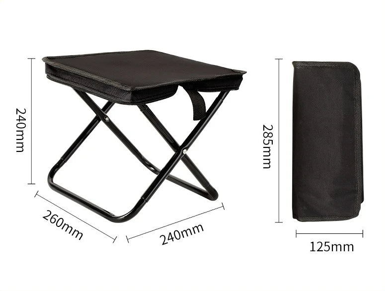 Foldable Backpack Stool – Portable Camping Chair for Outdoor Adventures - Black S No Strap image