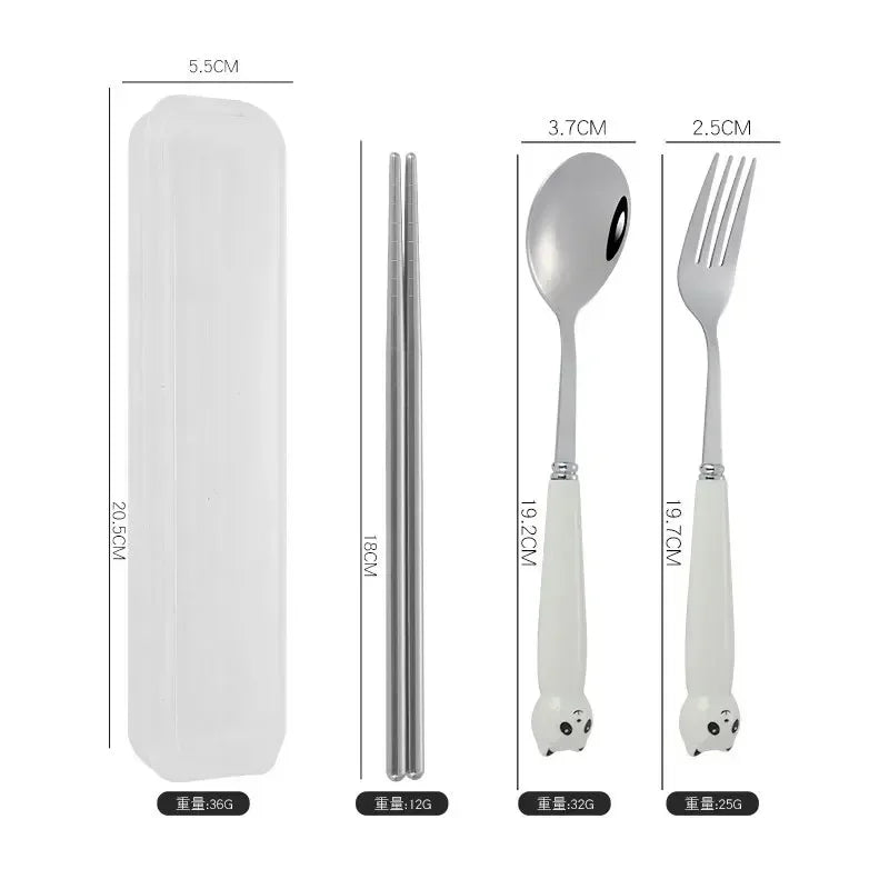 Portable Cartoon Tableware Set for Kids – Fun &amp; Durable Utensils with Case image 15