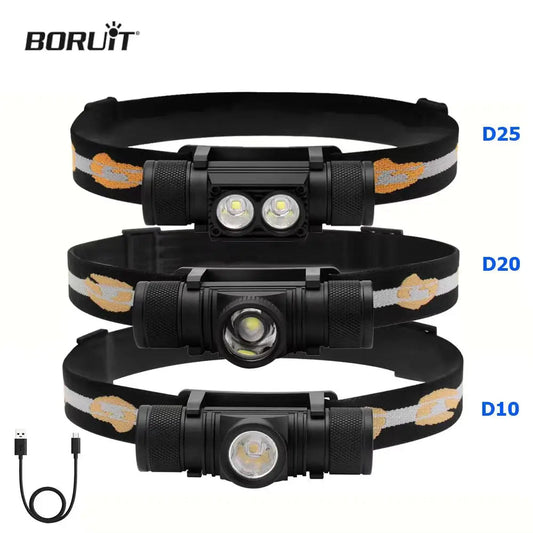 BORUiT D10/D25 LED Headlamp – Rechargeable Flashlight for Outdoor Adventures image 0