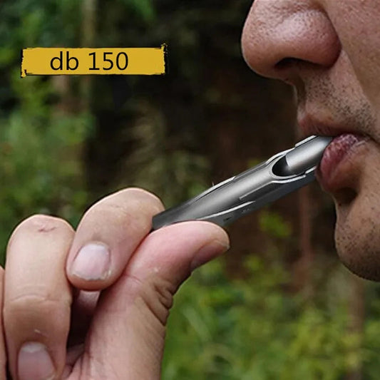 Stainless Steel Double Pipe Emergency Survival Whistle – Portable Keychain Tool image 1