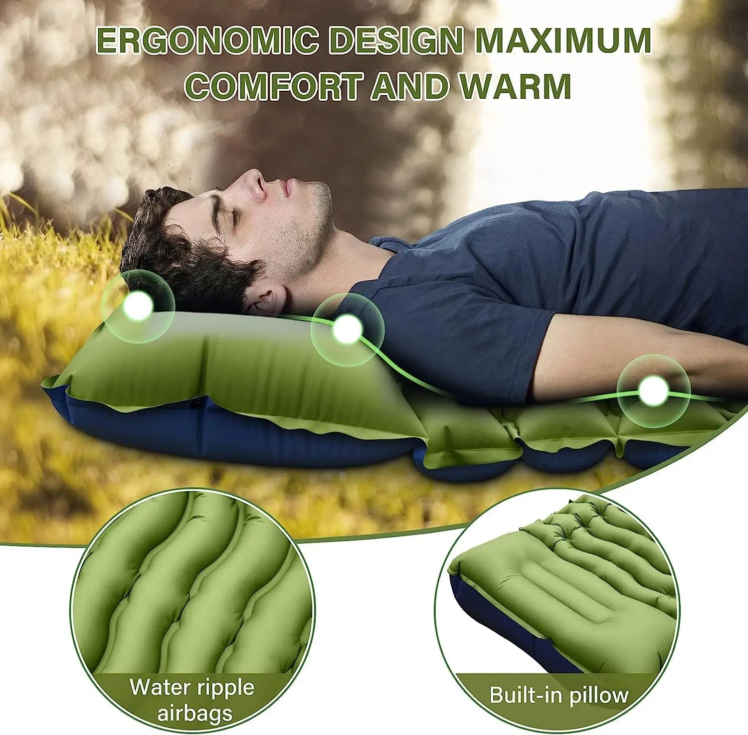 Outdoor Camping Super Thick 4-Inch Inflatable Sleeping Mat image 1