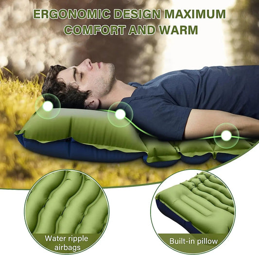 Outdoor Camping Super Thick 4-Inch Inflatable Sleeping Mat image 1