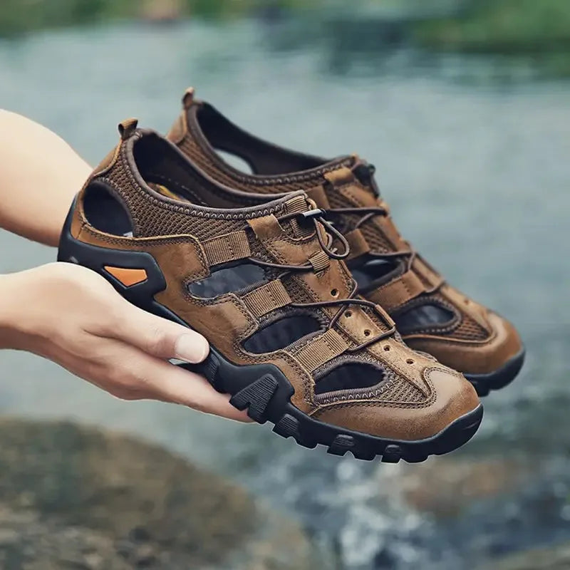 New Summer Men's Sandals – Genuine Leather, Antiskid, Breathable Outdoor Footwear image 2