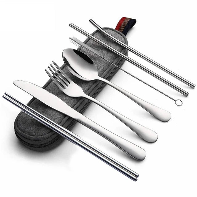 Essential 8-Piece Reusable Travel Cutlery Set for Eco-Conscious Travelers image 9