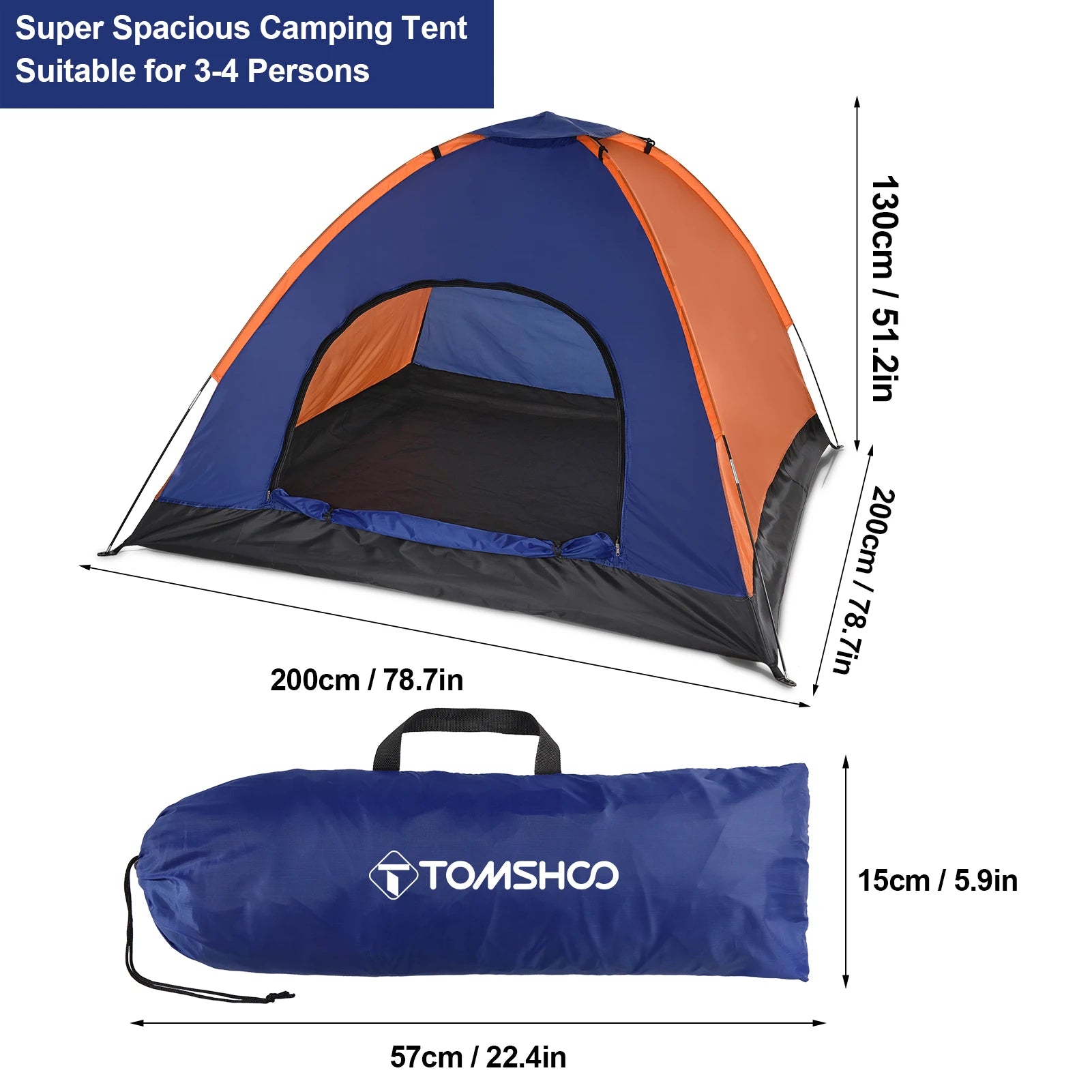 TOMSHOO Lightweight Camping Tent for 3-4 Persons – Ideal for Outdoor Adventures image 2