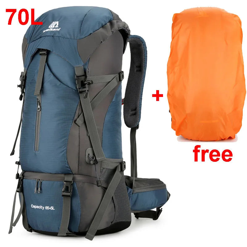 70L Nylon Camping Backpack – Durable Travel Bag for Outdoor Adventures - 70L Navy image