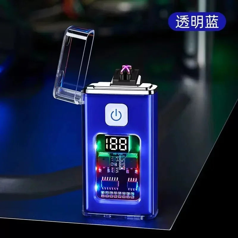 Stylish USB Rechargeable Electric Lighter – Dual ARC Plasma for Outdoor Use - Blue image