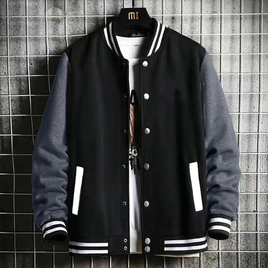 Black Gray White Solid Color Oversize Jacket – Unisex Street Style image 5