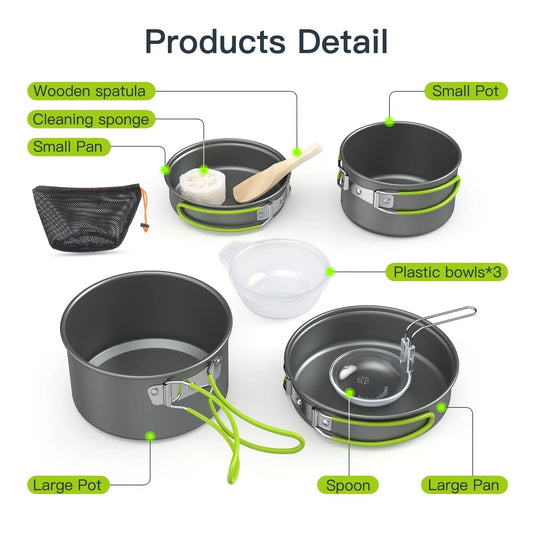 Lixada Portable Outdoor Tableware – Camping Cookware Set for 2-3 People image 6