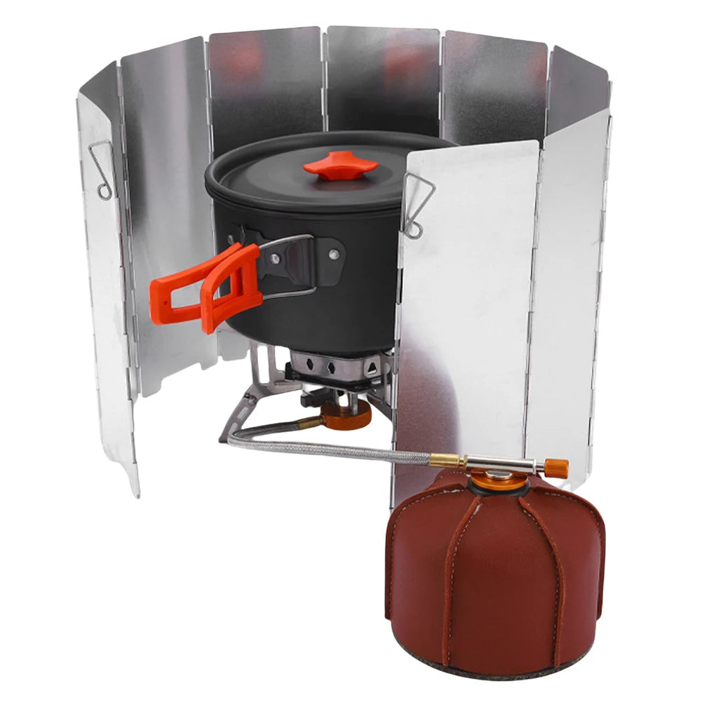 10 Plates Aluminum Wind Screen – Foldable Outdoor Stove Shield image 2